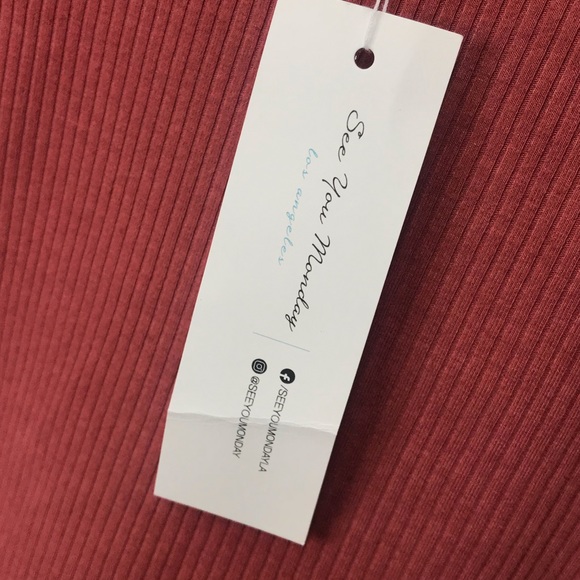 See You Monday Mauve Ribbed Knit Midi Dress - Picture 3 of 4